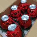 Suncalla 6 Pcs Red Christmas Tealight Candle Holder Christmas Dinner Table Decorations Ball Candlestick Holder with Bow and Wreath for Party Indoor Decorations