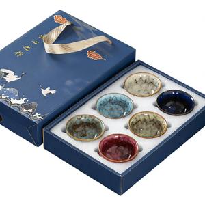RORA Chinese Ceramic Tea Cup Set of 5, Small Japanese Tea Cups with Designed Gift Box, Elegant and Durable Perfect for Tea Lovers