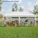 Garvee 10x20 Pop Up Canopy with 6 Sidewalls, Beach Ten with One Push Setup, Reinforced Frame, Outdoor Easy Up Canopy Tent with Portable Roller Bag, Adjustable Height, Sandbags, Silver Coated, White