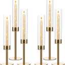 6PCS Acrylic Candle Holder for Table Centerpiece,Metal Tall Candle Holder with Acrylic lampshade for Wedding,Party, Birthday Decorations candelabros para centros de mesa(Gold)