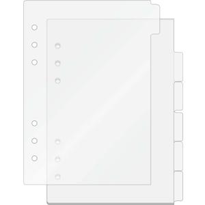 A5 Binder Dividers Planner Insets 6 Tabs Clear Acrylic Index Divider 6 Sheets Refillable Page Protectors for 6 Ring Binder Notebook (A5)