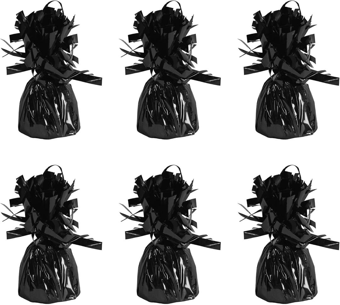 Beistle Wrapped Balloon Weight 6 Pack, Black Balloon Centerpiece and Bouquet Holders, Party Decoration Accessories for Birthdays, Weddings, Graduations, and Retirement Celebrations, 6 Oz