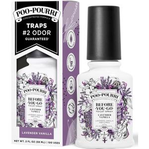 Poo-Pourri Before-You-Go Toilet Spray, Lavender Vanilla, 2 Fl Oz, Up to 100 Uses, Bathroom Odor Deodorizer with Essential Oils for Home or Work, Travel Essentials, TSA Approved Size