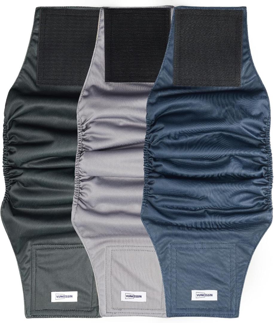 Washable Male Dog Diapers Reusable, Premium Belly Bands for Male Dogs, Pack of 3, High Absorbing Extra Extra Large Male Dog Pee Wraps for Puppy in Incontinence or Excitable Urination and Training(XXL)