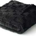 Exclusivo Mezcla Fleece Throw Blanket for Couch,Super Soft and Warm Lightweight Checkered Pattern Blankets for All Seasons, 50x60 Inches, Black