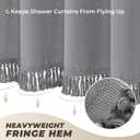 Grey Shower Curtain Linen Shower Curtain with Tassels Boho Shower Curtains for Bathroom Rustic Farmhouse Shower Curtains Bath Decor (72"x72")