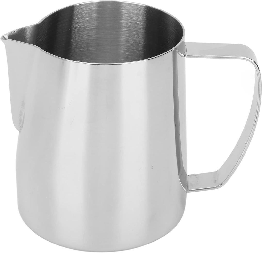 Milk Frothing Pitcher, 24oz/ 700ml Stainless Steel Milk Espresso Steaming Pitcher, Espresso Tools Latte Art, Coffee Milk Frother Maker, Milk Jug Pour Cup For Coffee Drinks(Stainless Steel)