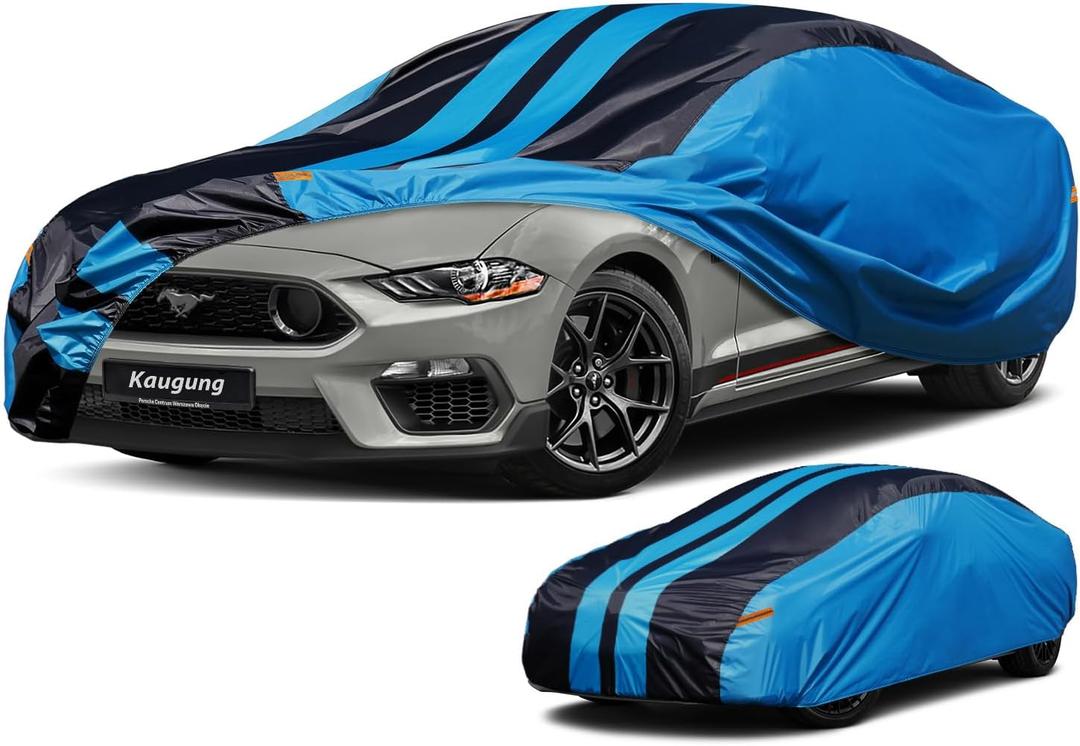 Kaugung Car Cover Waterproof Custom Fit Ford Mustang（1993-2025）, Full Exterior Cover for Automobiles Lightweight Resistant Outdoor Sun UV Rain Dust Snow Wind Protection.