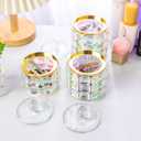 2 x Crystal Trinket Box with Lid, Fancy Glass Necklaces Holder, Small Rings Container, Jewelry Bowlfor Women, Girls, Gift Home Decor (Medium Size)