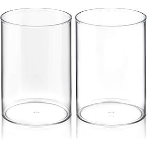 2 Pcs Pen Holder Acrylic Cylinder Container Stylish Clear Acrylic Desk Organizer Round Makeup Brush Storage Desktop Pencil Cup Clear Stationery Organizer for Home School Office Supplies Countertop