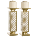 Creative Scents Schonwerk Diamond Lattice Pillar Candle Holders, Set of 2 Centerpiece Table Decorations Home Decor for Dining/Living Room