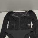 Allegra K Women's Bodysuit Corset Tops Long Sleeve See Through Sheer t Shirt (Medium)