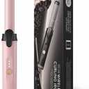 USB Rechargeable Cordless Curling Iron & Straightener 2-in-1, Mini Travel Hair Styler with Dual Temperature Settings, Ceramic Portable Curling Wand for On-The-Go Touch-Ups(Gold)