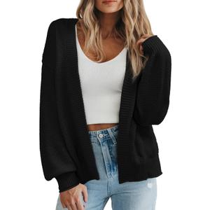 BTFBM Womens Oversized Cardigan Sweaters 2025 Fall Long Sleeve Knit Open Front Lightweight Sweater Outwear Coats (Black, S)