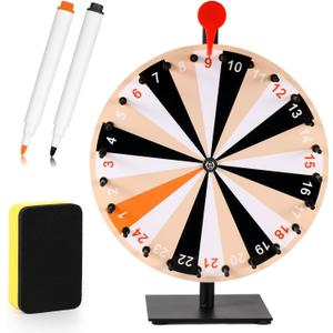 12 Inch Spinning Prize Wheel, 24 Slots Tabletop Prize Wheel Spinner with Stand Roulette Wheel with Dry Erase & Markers for Carnivals, Trade Shows, Holiday Activities, Spin Game (Multicolor)