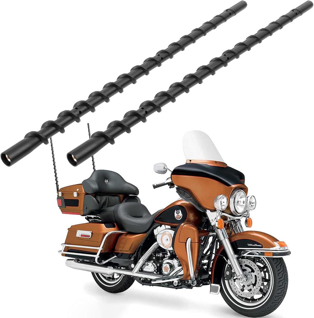 VOFONO 2PCS 13 inch Spiral Antenna for 1989-2024 Harley Davidson Touring Electra Road Street Glide Trike Ultra Classic CVO Motorcycle Accessories