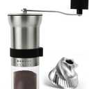 Manual Coffee Grinder with Stainless Steel Burr - 1.12oz Capacity Handheld Mill for Espresso, Drip, Cold Brew with 6 Adjustable Settings & Quiet -Extra Fine Grinding (Stainless Steel Burr)