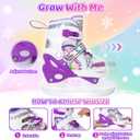 Nattork Girls Ice Skates for Kids 4 Size Adjustable Butterfly Ice Skate with Fleece Lining for Outdoor & Rink,7C-9C