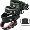 Airtag Dog Collar - Premium Airtag Dog Collar Holder - Adjustable Heavy Duty 3M Reflective No Chafing Ultra Soft Air Mesh Padded Quick Release Buckle Dog Collars - Small Medium Large Dogs (Grey, M) (M (17.7"-21.7"))