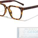 Oversized Square Blue Light Glasses for Woman Men fashion Reduce Eyestrain Protection for TV/Computer/Gaming (Amber Tortoise)