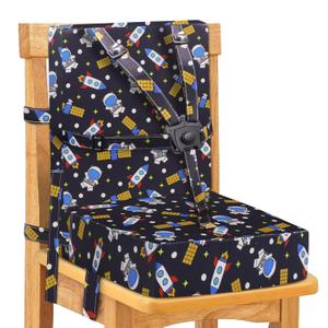 Toddler Booster Seat for Dining Table, Adjustable Safety Buckle Child Booster Seat with Backrest, PU Waterproof Easy Cleaning Portable Booster Cushion (Black)