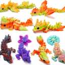 8PCS 3D Printed Dragon Toys,Articulated Dragon,3D Fidget Toy,Flexible Desk Pets,3-D Printed Animals Toys Gift for Kids Adult Home Office Decor