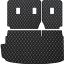 Cargo Mat & Backrest Mat Compatible with 2015-2025 Ford Edge (Include Rear Left and Right Side Panels) PU Leather All Weather Full Coverage Waterproof Trunk mat (Black & Beige Stitching)