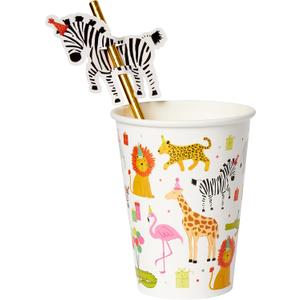 Party Animal Paper Cups|Straws|Toppers, 8 Count (TWCST-25362)