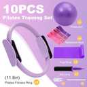 Pilates Ring Fitness Circles Set, High Resistance Yoga Ring Pilates Equipment Set for Women Includes Pilates Ring, 9 Inch Small Exercise Ball, 5 Resistance Bands at Home Pilates Workout Set (purple)