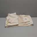 Boho Farmhouse No Hook Shower Curtain Set with Snap-in Fabric Liner, Heavy-Duty Linen Textured Rustic Striped Design, Water-Repellent with Tassels and Sheer Window, Cream/Beige, 71x74