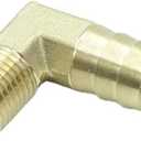 2 Pcs Brass Hose Barb Fitting 90 Degree Elbow Adapter 1/2" Barb x 1/4 NPT Male Pipe