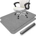 2 Pack Office Chair Mat for Hardwood Floor, 55"x35" Corduroy Surface Computer Chair Floor Mat, Desk Chair Mat, Large Rubber Anti-Slip Floor Protector for Home Office Light Grey (Roll Packaging)