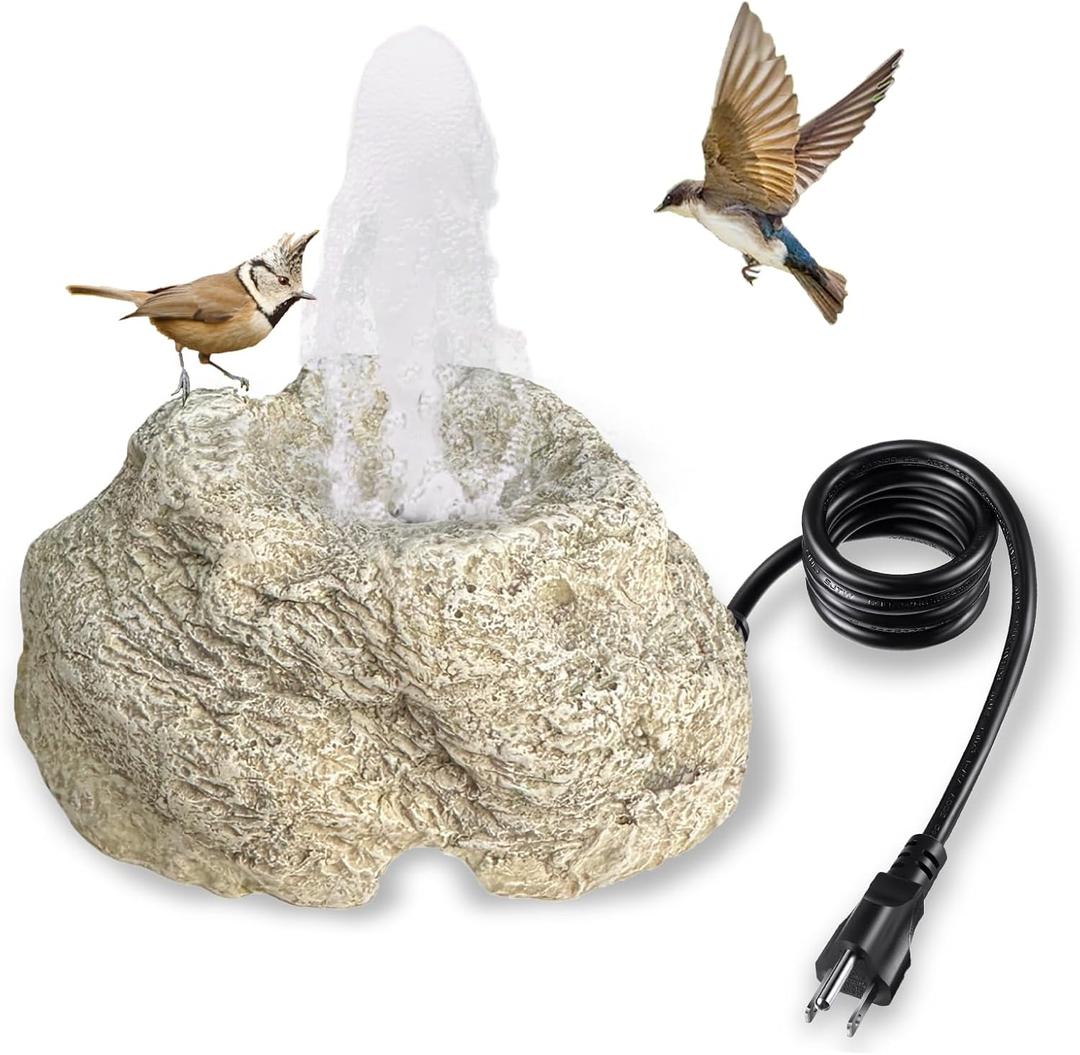 SAC SMARTEN ARTS Fountain for Bird Baths for Bird Bath Fountain with 7.5W Water Pump Resin Granite Rock Water Feature for Garden Patio Lawn Hummingbird Birdbath Fish Tank and Aquariums