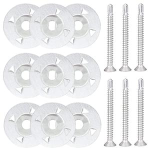 200 Pcs Foam Board Fasteners Kit Washers for Insulation Foam Board Panels 100Pcs 1-1/8 Inch Galvanized Steel Washer and 100Pcs Screws for Fixing Fastening and Supporting Hardware Set for Foam Board