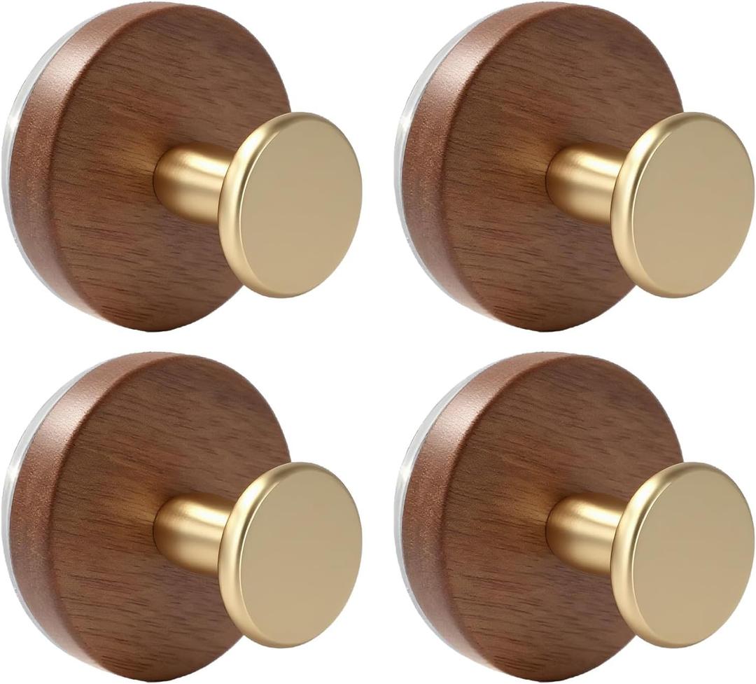 Suction Cup Hooks for Shower Heavy Duty 11 LB Strong, No-Drill Shower Hooks for Inside Shower, Waterproof Towel Hooks for Bathroom, Glass, Window, Mirror, Door, Loofah & Coat Holder (4, Brushed Gold)