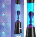 15.43" Cylinder Glow Lamp with Black Base, Blue Liquid and Purple Wax, Novelty Lamp and Home Dcor for Adults, Teens and Kids