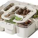 Divided Veggie Tray with Lid and Handle 6 Compartment Serving Tray with Dividers Portable Travel Snack Containers Stackable Snackle Box Charcuterie Container for Fruit,Vegetable,Salad (6 Containers)