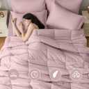 JOLLYVOGUE California King Comforter Set, Ultra-Soft Bed in a Bag Cal King Size 7 Pieces, Oeko-TEX Certified Bedding Set with Down Alternative Comforter, Sheets, Pillowcases & Shams, Camio Pink