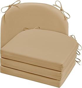 Outdoor Chair Cushions Set of 2 , Outdoor Cushions for Patio Furniture, Water Resistant Patio Chair Cushions with 2 Ties, 17x16x2, Khaki