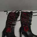 Women Lace Knee High Boots Buckle High Heel Knee Boots Lace Up Punk Platform Back Zipper Riding Goth Combat Bootie, Size 41