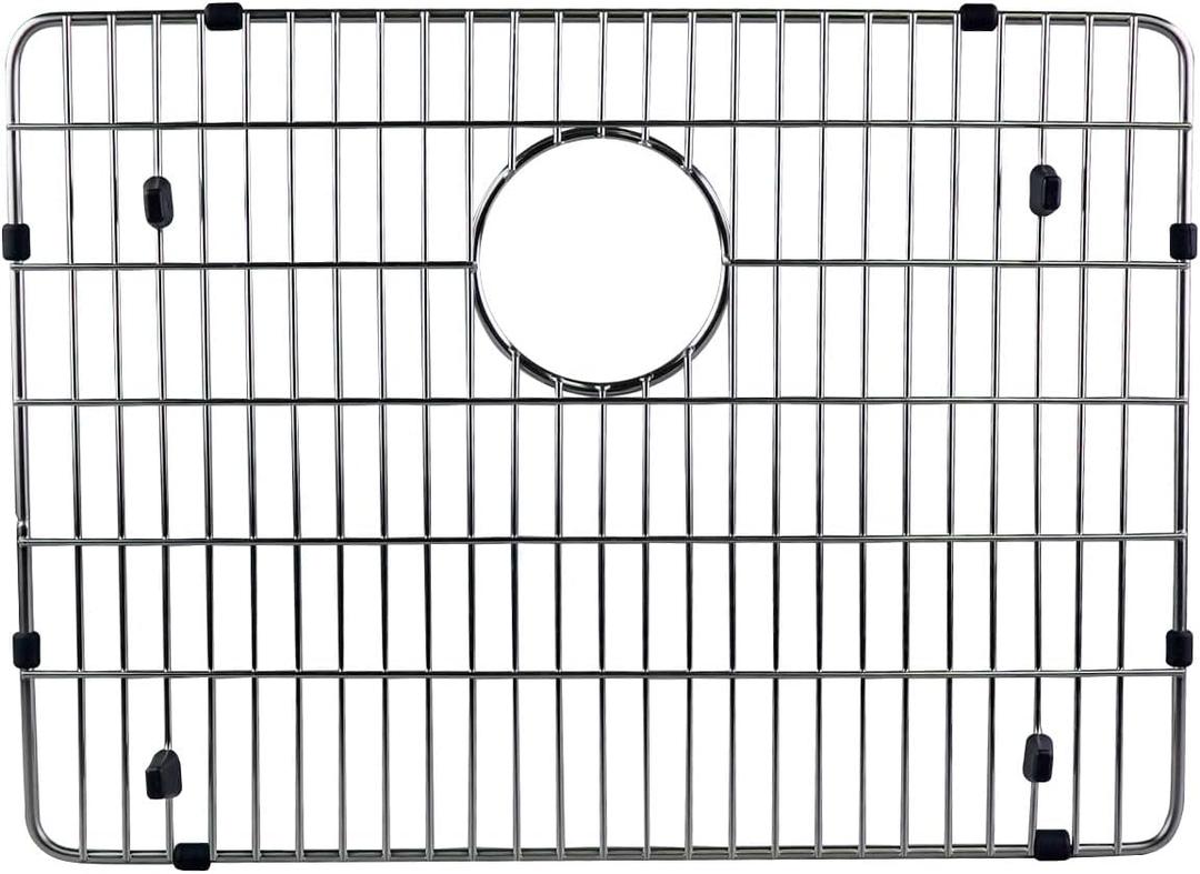 EBG1914 Stainless Steel Sink Grid Protectors Fit for Elkay Kitchen Sink, 19 x 14 Inch Bottom Protector Grid with Rear Drain for Single Bowl Kitchen Sink Bottom