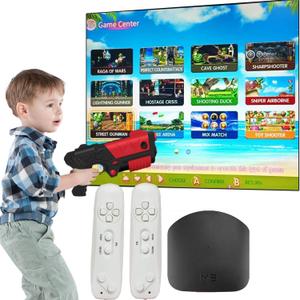 TV Game Console with 200+ Games,Handheld Video GameConsole for Kids, GameSystem with AR Gun Game for Boys,2 GameController, TV Plug& Play, Xmas Birthday Toy Gift for Boys Girls Age