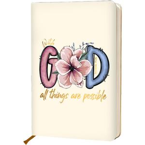 Bible Verse Lined Journal Notebook for Women Men, 200 Pages A5 Hardcover Hard Shell Journals for Writing Note Taking, Inspirational Floral Christian College Ruled Notebook Diary Notepad 5.8"x8.3"