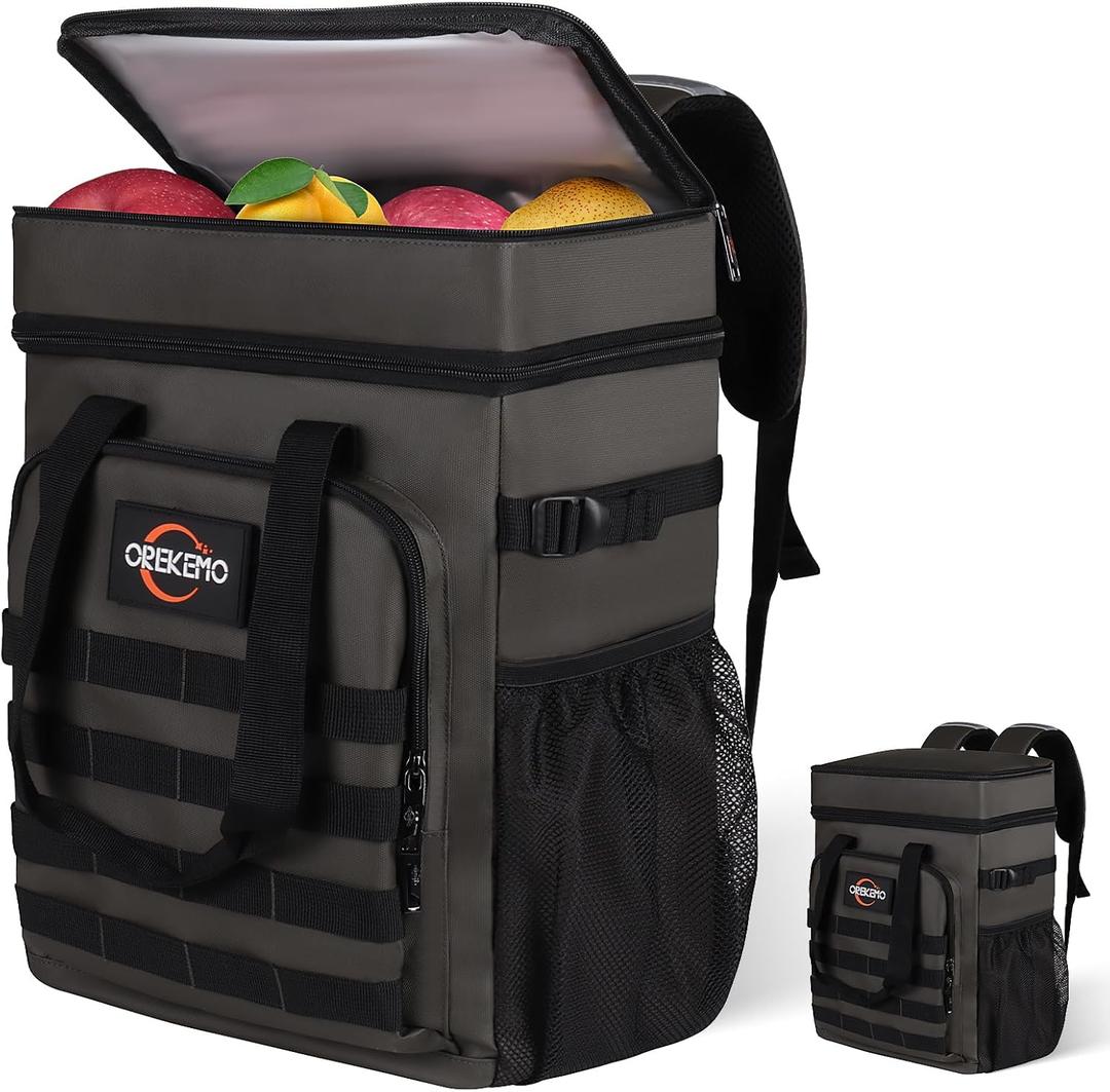 Insulated Cooler Backpack, 35 Can / 25L Large Camping Backpack for Outdoor, Beach, Picnic - Soft Lightweight Leakproof Cooler Backpack for Women and Men (Green, 25L)