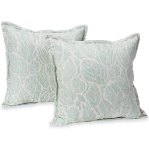 Klear Vu Katelyn Chenille Textured Flower Decorative Throw Pillows, Filled with CloudFill, 20" x 20", Set of 2, Green