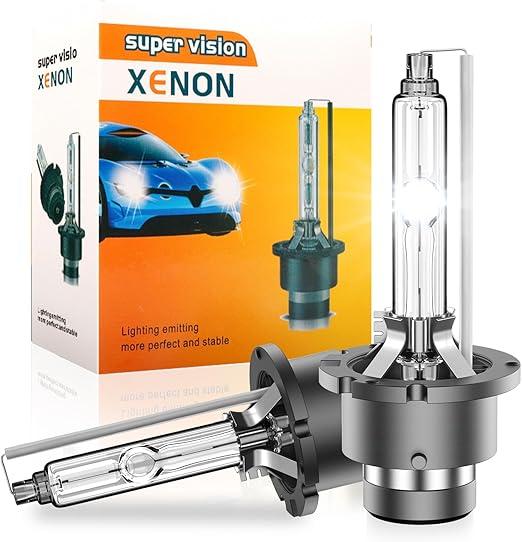 SENROBO D2S HID Xenon Headlight Bulbs,6000K Cool White,35W Upgraded 350% Brighter High and Low Beam Xenon Replacement Light Bulb,Pack of 2