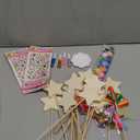 Mezchi 70Pcs Wooden Princess Fairy Wand DIY Kit, Crown Magic Wand Crafts Set with 16 Unfinished Wooden Wands, 32 Ribbon, 12 Colors Paint, Gems, Glitter Glue for Party (Small)