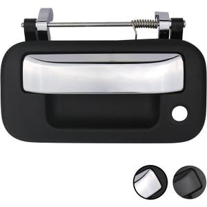 TQPONLY Tailgate Handle with Keyhole,Compatible with Ford F150 F250 F350 F450 F550 Super Duty Explorer Sport Trac/Lincoln Mark LT Pickup Rear Door Latch Handle (Chrome Lever&Texture Bezel)