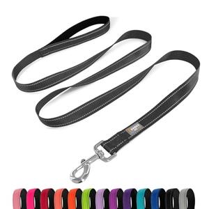 PenSeepet Dog Leash 6 FT Padded Handle Nylon Reflective Dogs Leashes for Large Dogs Black, 2 Pack, Size: Large : 1" x 6 FT