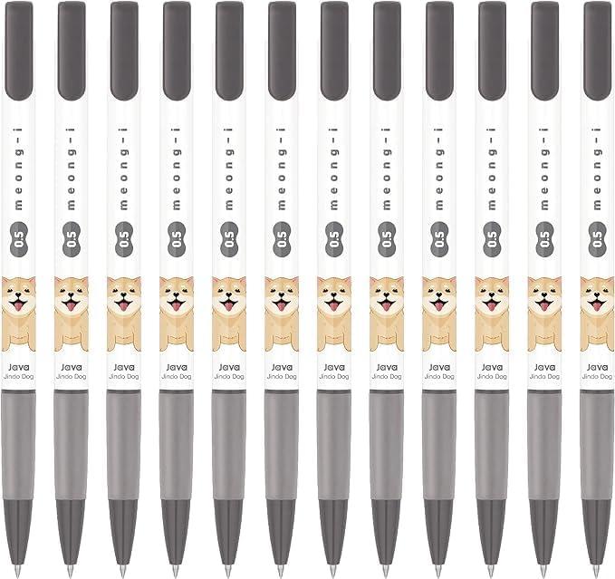 JVPEN Jet-Line Ballpoint Pens  0.5mm Fine Point, Smooth No-Smudge Ink, Consistent Writing, Black Ink (0.5mm meong-i_Black12Pack)